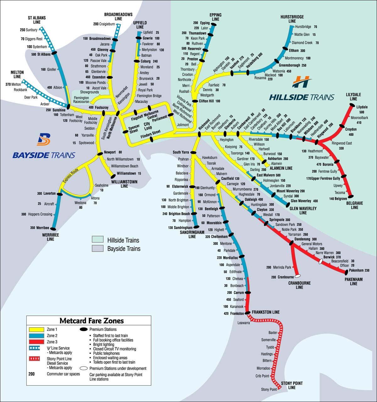 Melbourne ga xe lửa bản đồ