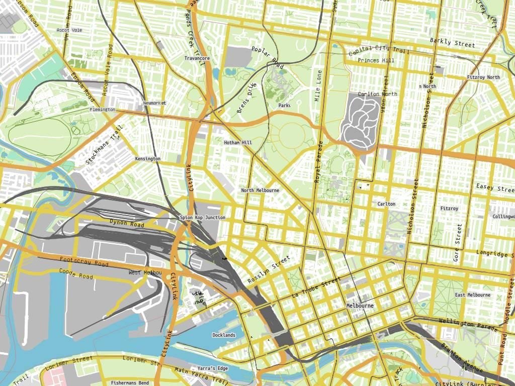 bản đồ của Hoàng gia Melbourne bệnh viện