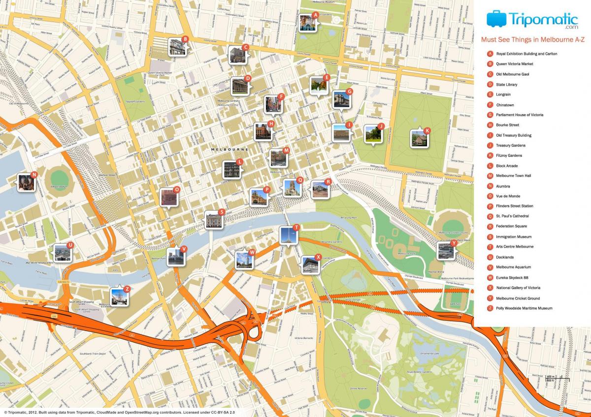 Melbourne bản đồ du lịch