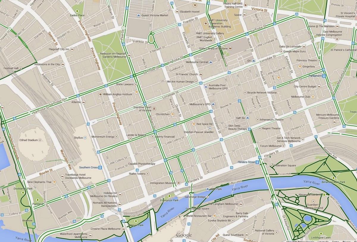 bản đồ của khu vực trung tâm của Melbourne