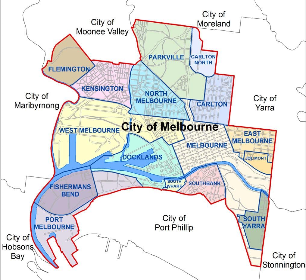bản đồ Melbourne ngoại ô