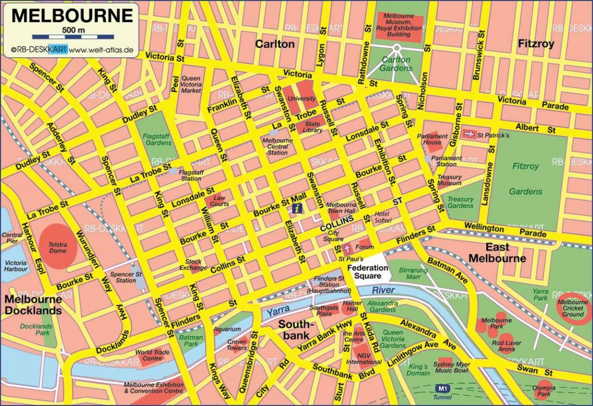 Melbourne bản đồ trung tâm