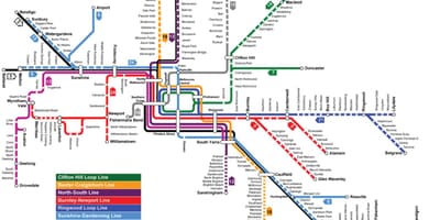Ga xe lửa bản đồ Melbourne